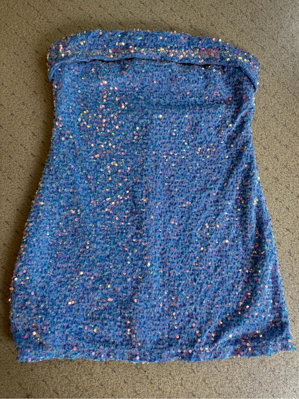 Princess Polly Caprina Blue Iridescent Sequin Strapless Bodycon Mini Dress 12